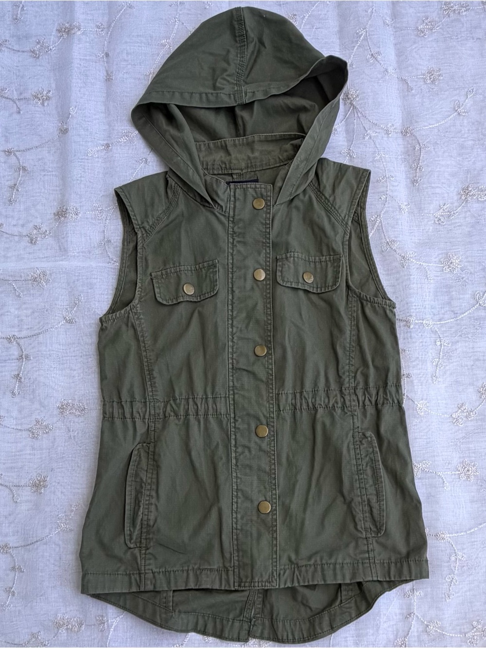 Hooded Utility Vest Jacket - Olive